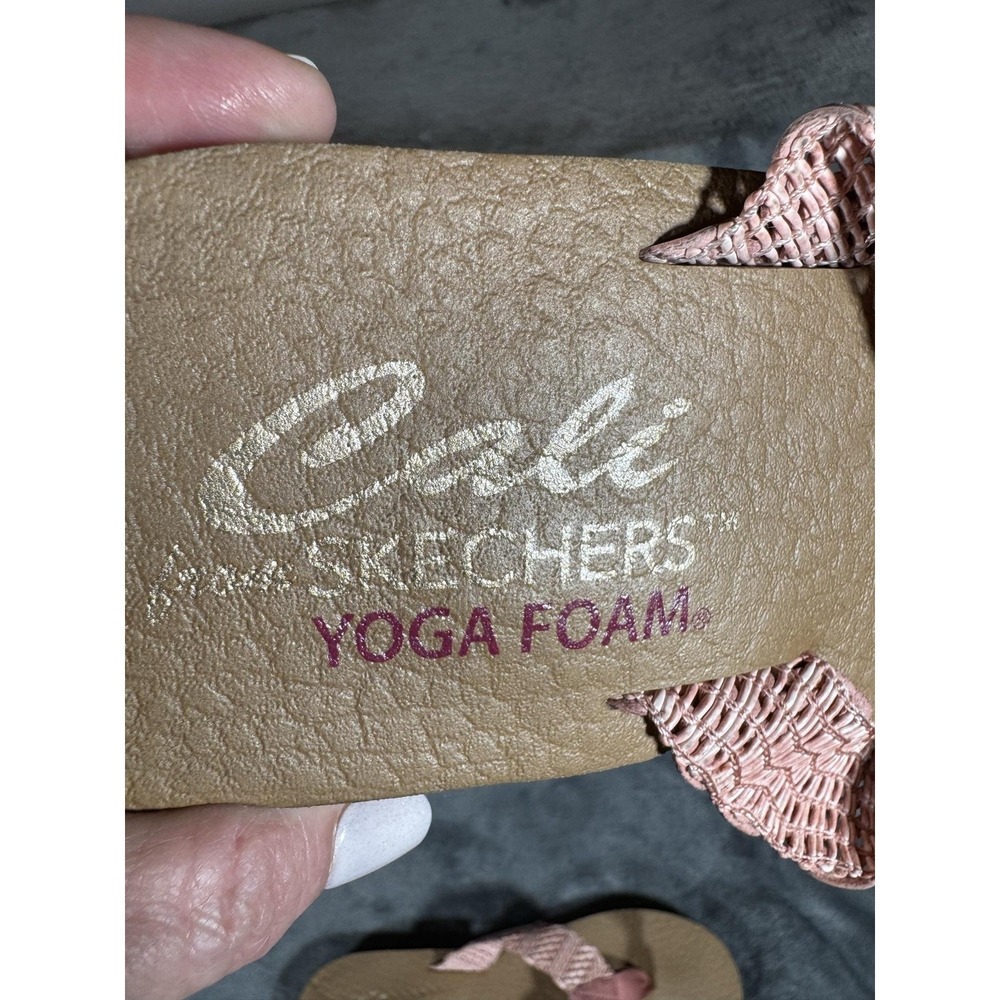 Skechers Shoes Womens Size 8 Pink Cali Yoga Foam Thong Wedge Sandals Cork - Picture 2 of 9